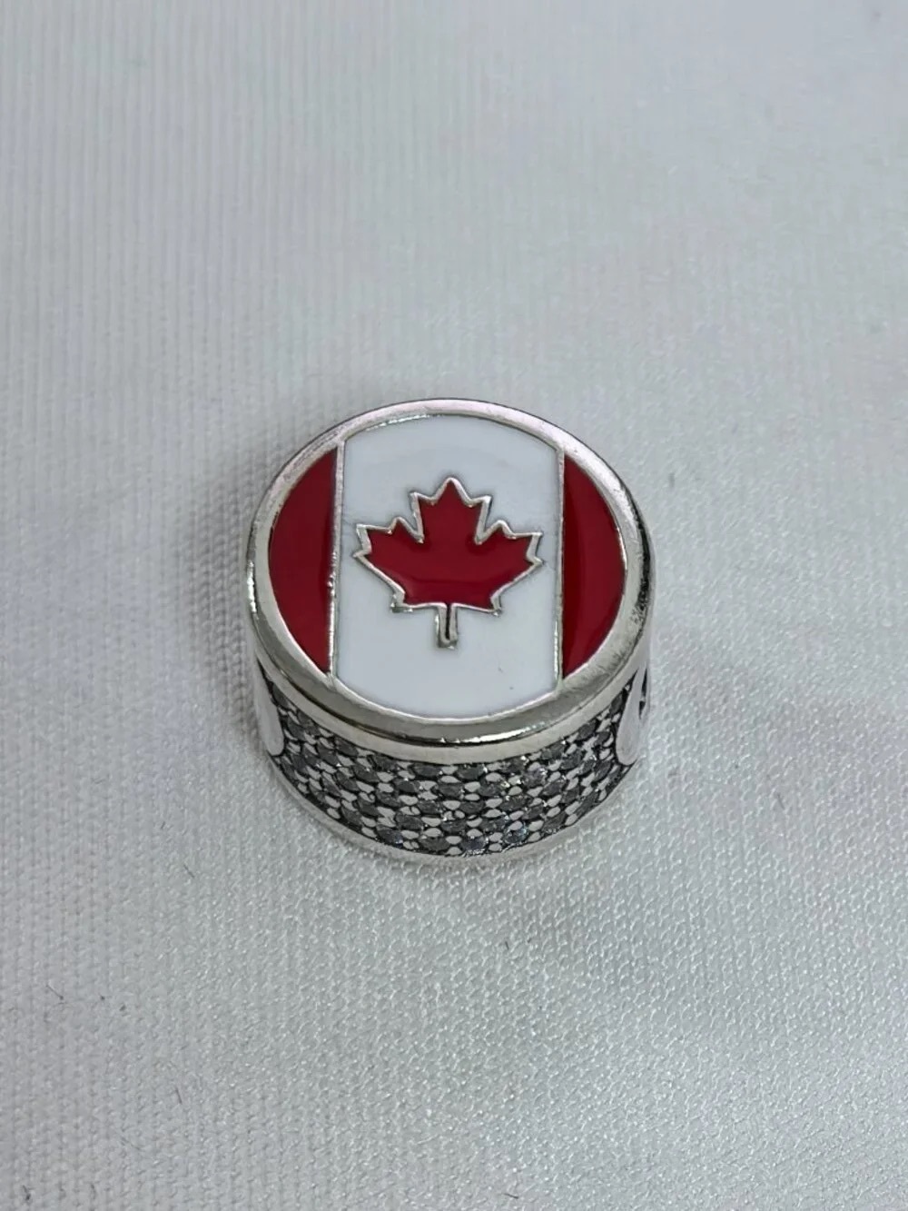 Pandora Red and White Maple Leaf Enamel Charm
